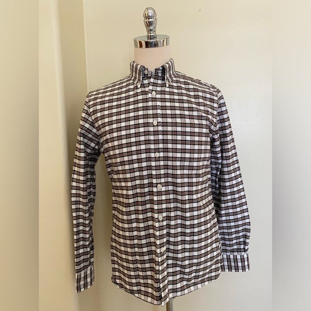 Brooks Brothers Red‎ Fleece Check Print Button Down Sport Shirt Size L